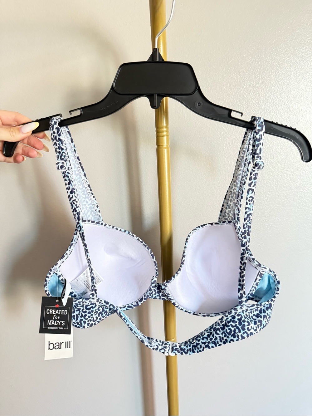 NWT Bar III Bikini Top – Blue Leopard Print, Size M - Picture 3 of 4